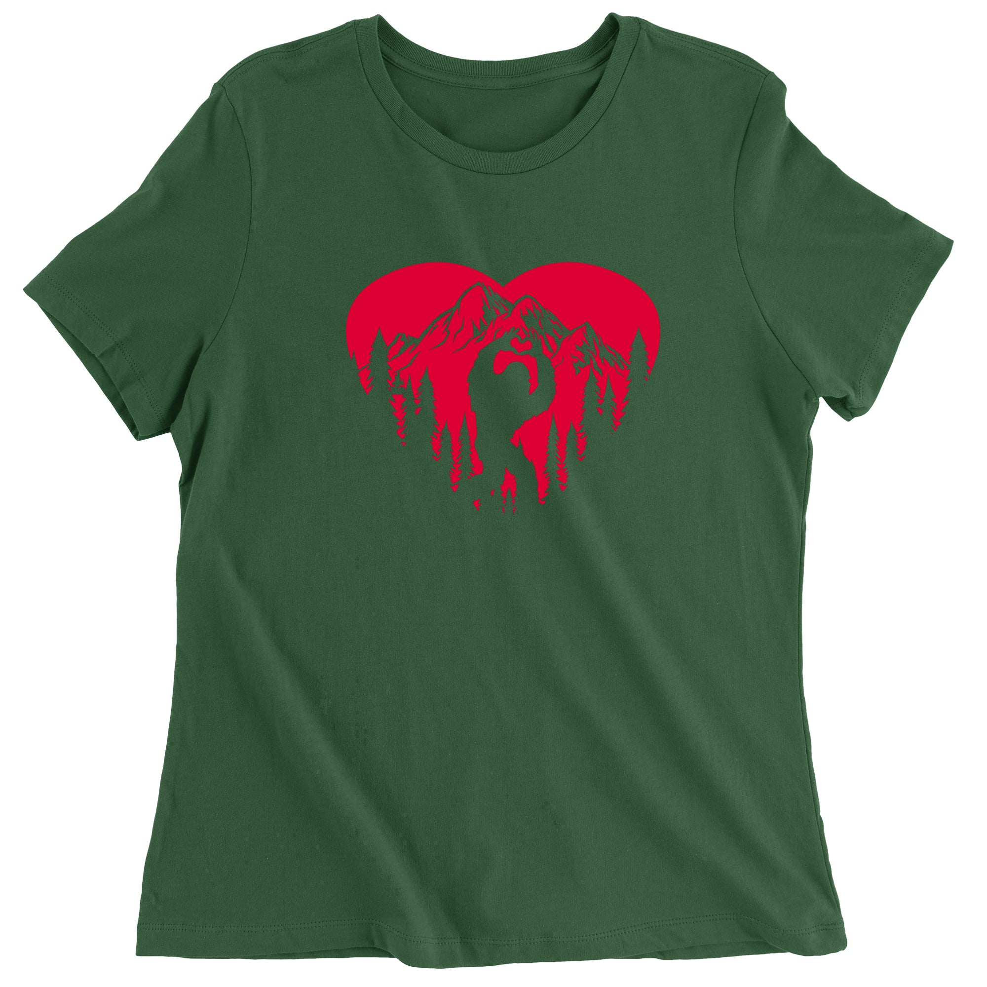 Women's Valentines Day Bigfoot Heart Sasquach Love T-Shirt