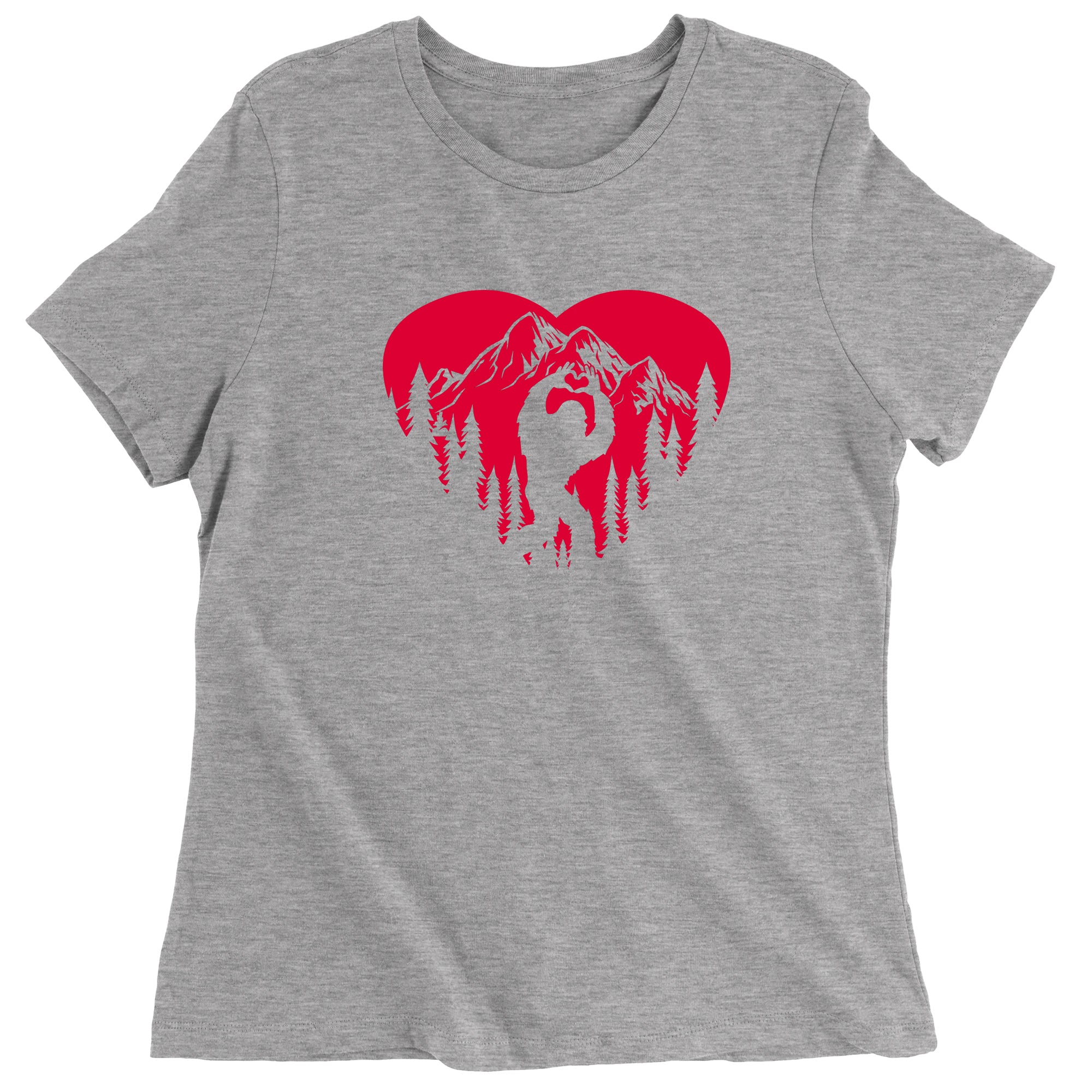 Women's Valentines Day Bigfoot Heart Sasquach Love T-Shirt
