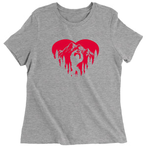 Women's Valentines Day Bigfoot Heart Sasquach Love T-Shirt