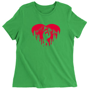 Women's Valentines Day Bigfoot Heart Sasquach Love T-Shirt