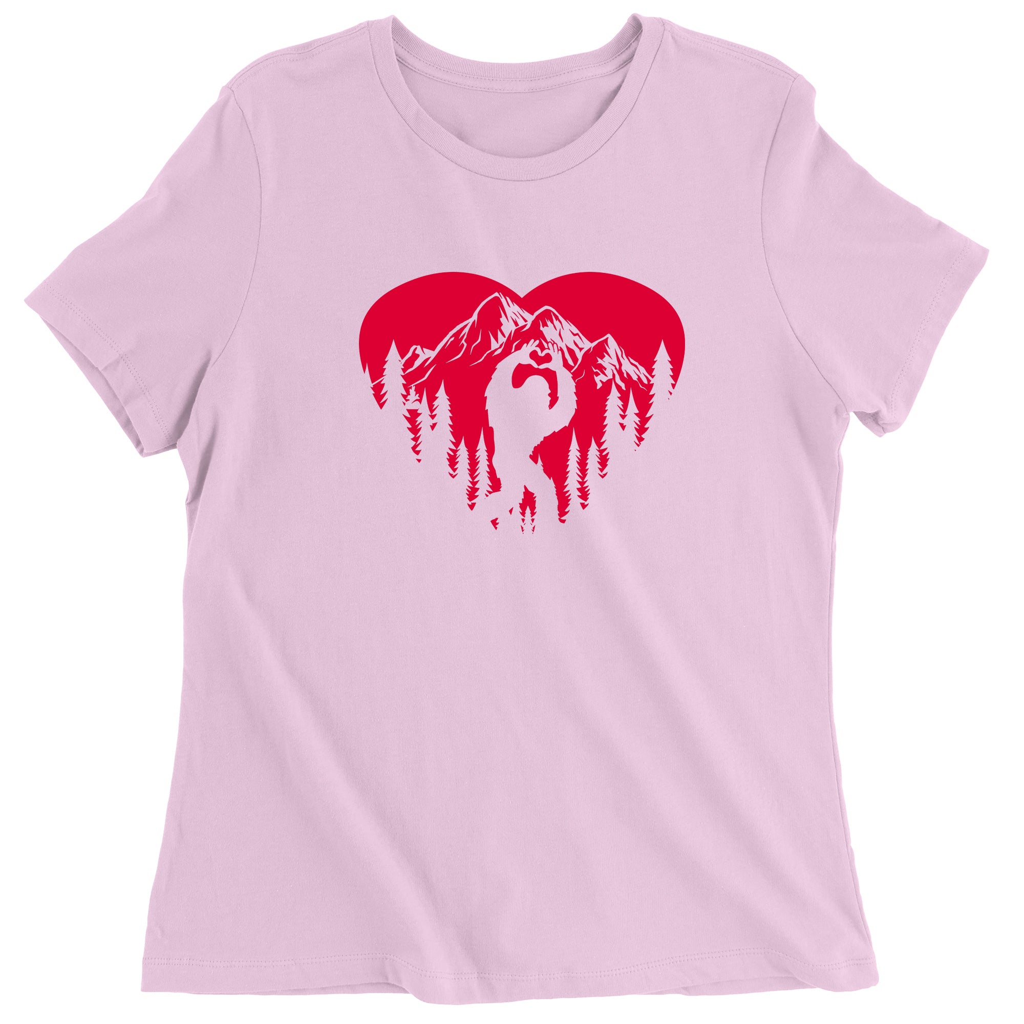 Women's Valentines Day Bigfoot Heart Sasquach Love T-Shirt
