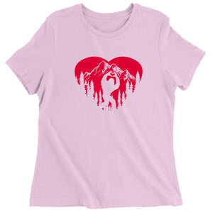 Women's Valentines Day Bigfoot Heart Sasquach Love T-Shirt