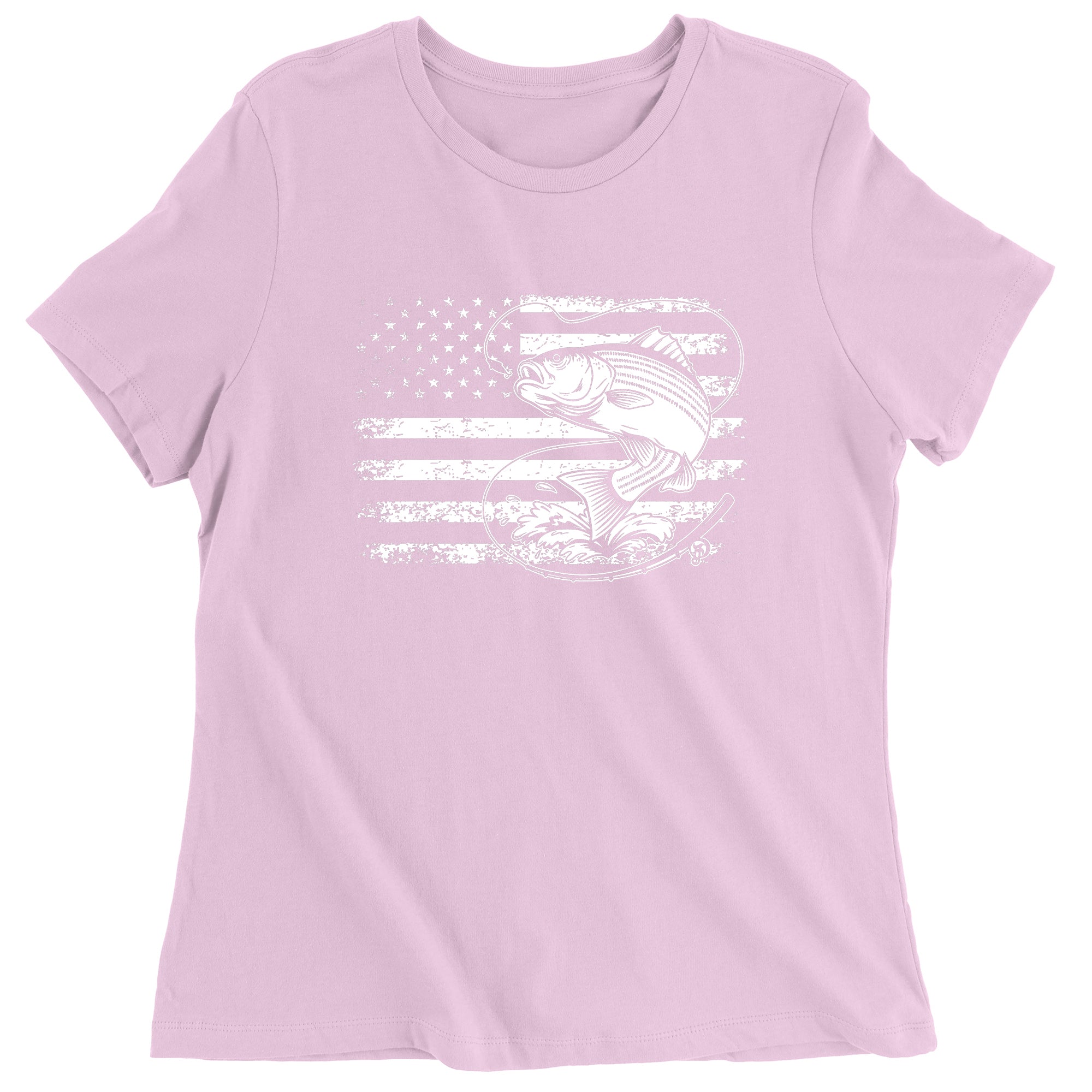 Women's Patriotic Bass Fishing American Flag Fisherman T-Shirt