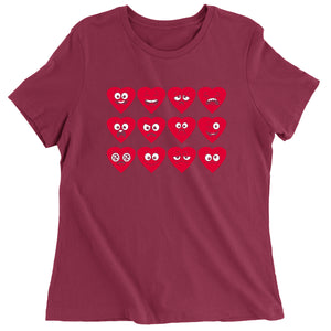Women's Valentines Day Heart Faces T-Shirt