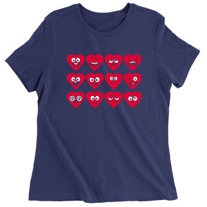 Women's Valentines Day Heart Faces T-Shirt