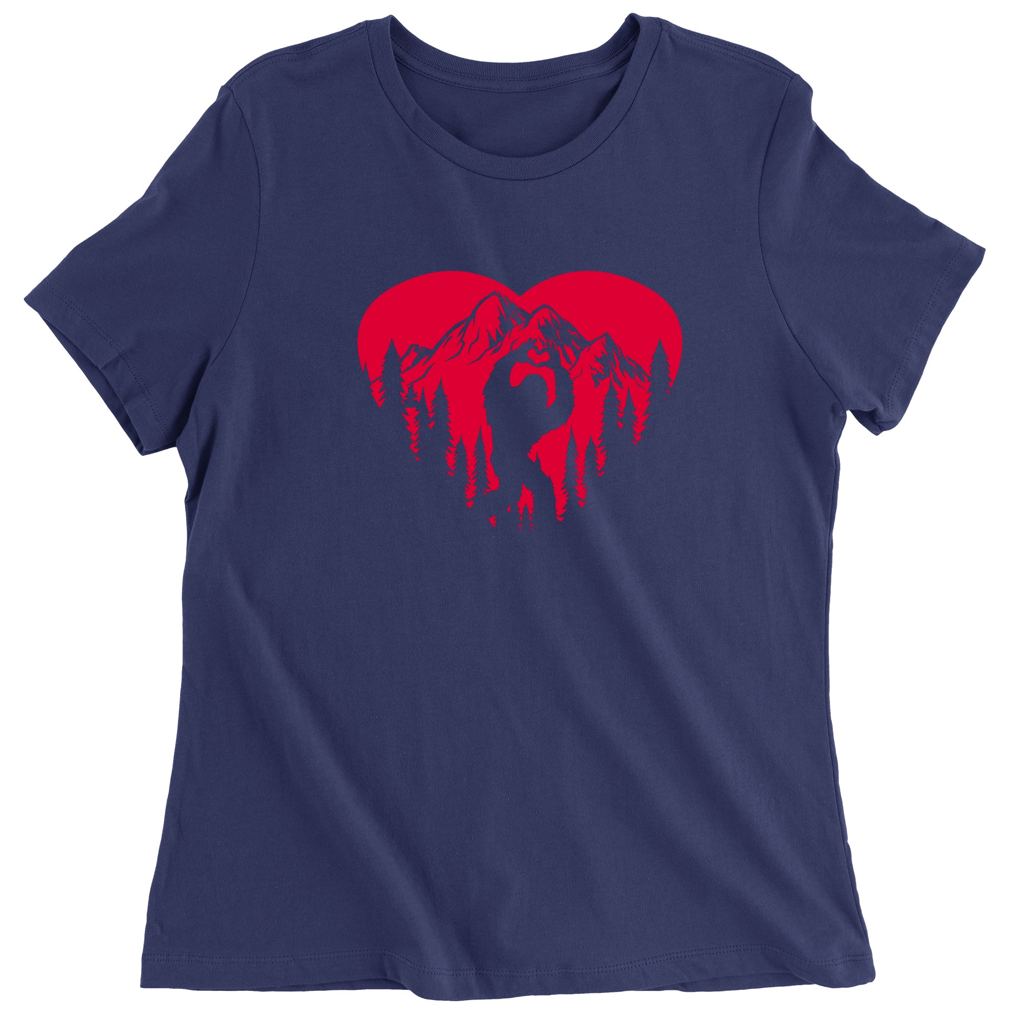 Women's Valentines Day Bigfoot Heart Sasquach Love T-Shirt