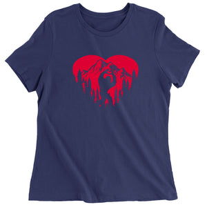Women's Valentines Day Bigfoot Heart Sasquach Love T-Shirt