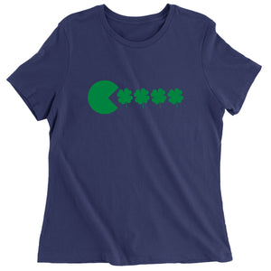 Women's St Patricks Day Funny Goofy Retro Shamrock Eater T-Shirt Shirt Tshirt