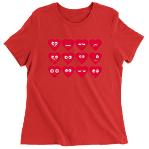 Women's Valentines Day Heart Faces T-Shirt