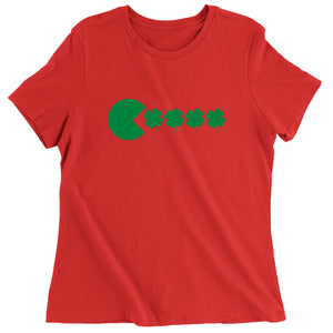 Women's St Patricks Day Funny Goofy Retro Shamrock Eater T-Shirt Shirt Tshirt