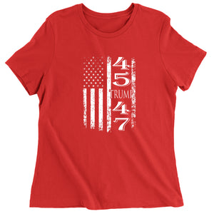 Women's Trump 45 47 American Flag T-Shirt