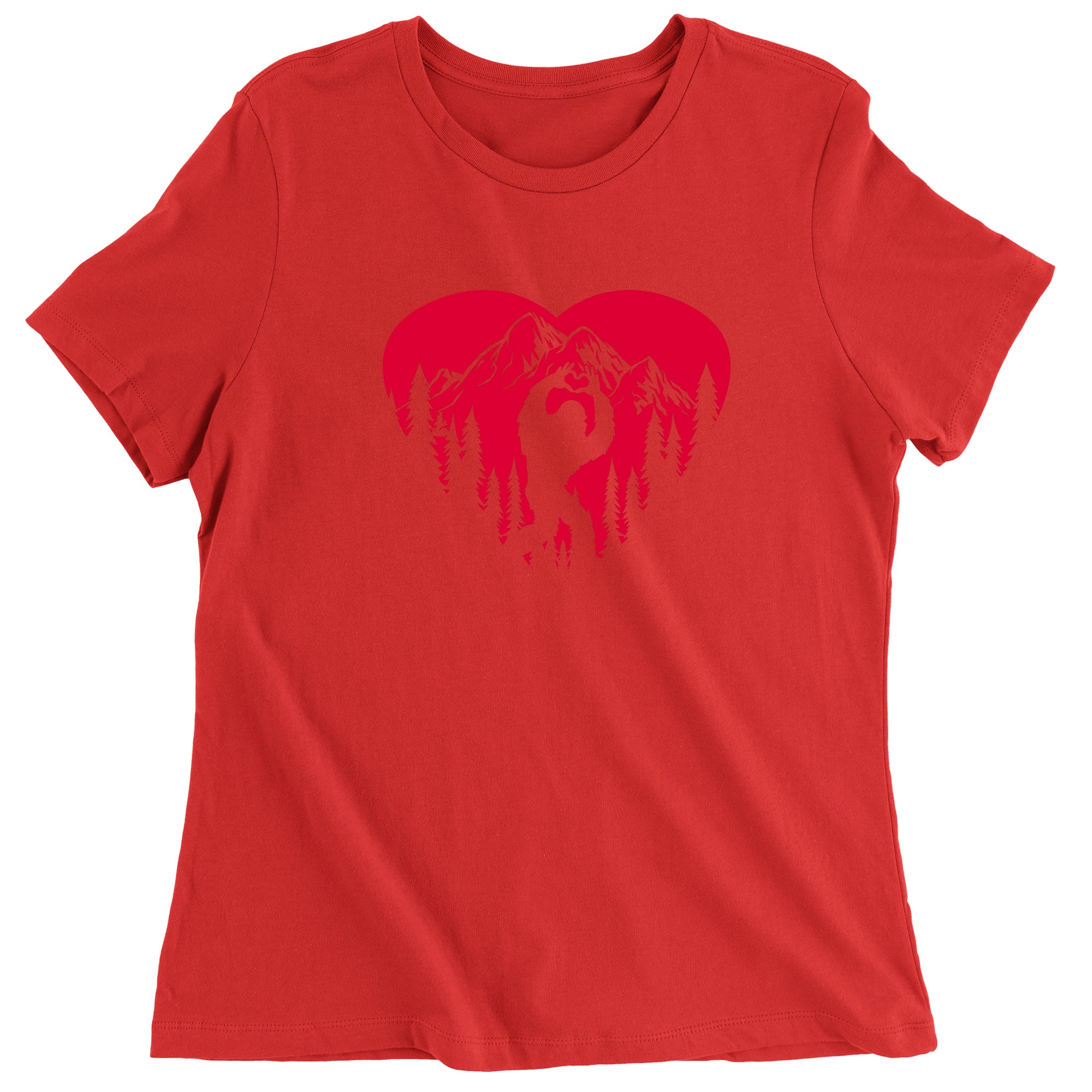 Women's Valentines Day Bigfoot Heart Sasquach Love T-Shirt