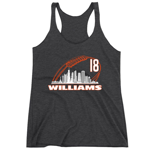 Racerback Williams 18 Chicago Football Skyline Ladies Tank Top