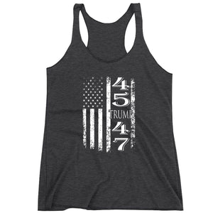 Racerback Trump 45 47 American Flag Ladies Tank Top