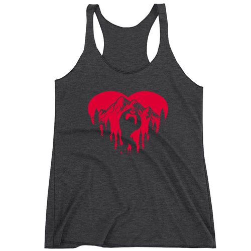 Racerback Valentines Day Bigfoot Heart Sasquach Love Ladies Tank Top