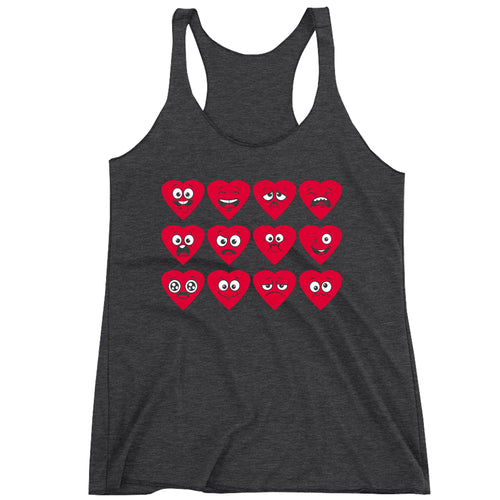 Racerback Valentines Day Heart Faces Ladies Tank Top