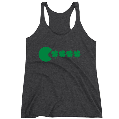 Racerback St Patricks Day Funny Goofy Retro Shamrock Eater Ladies Tank Top