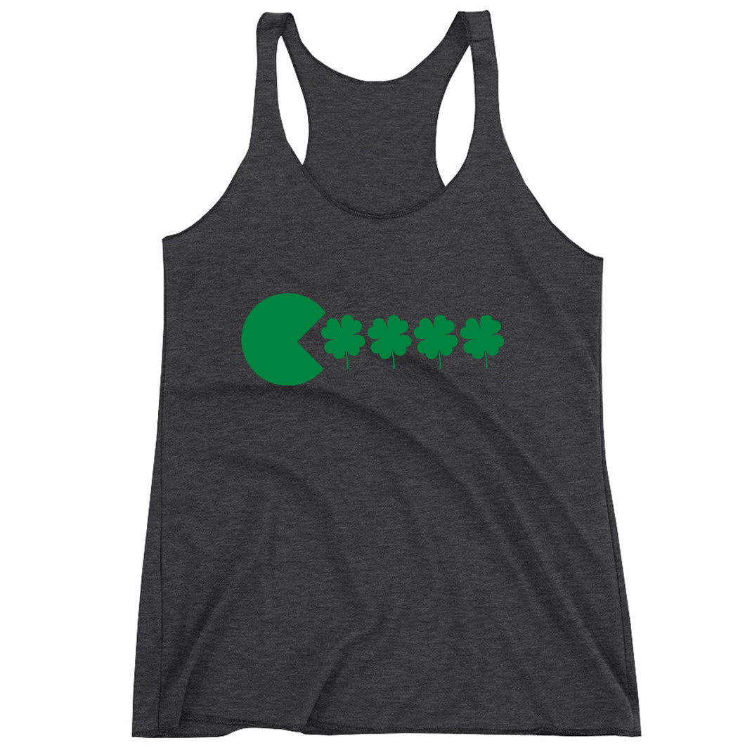 Racerback St Patricks Day Funny Goofy Retro Shamrock Eater Ladies Tank Top