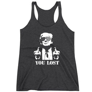 Racerback Trump You Lost Missed Arrest Middle Finger Ladies Tank Top