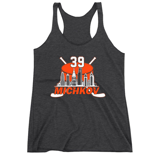 Racerback Michkov 39 Philadelphia Hockey Skyline Ladies Tank Top