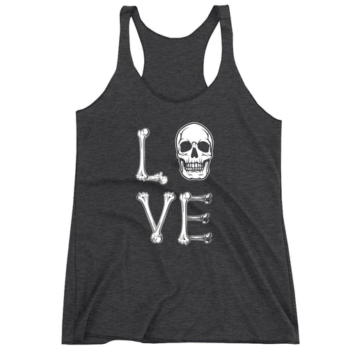 Racerback Love Skull Bones Halloween Ladies Tank Top