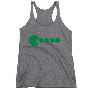 Racerback St Patricks Day Funny Goofy Retro Shamrock Eater Ladies Tank Top