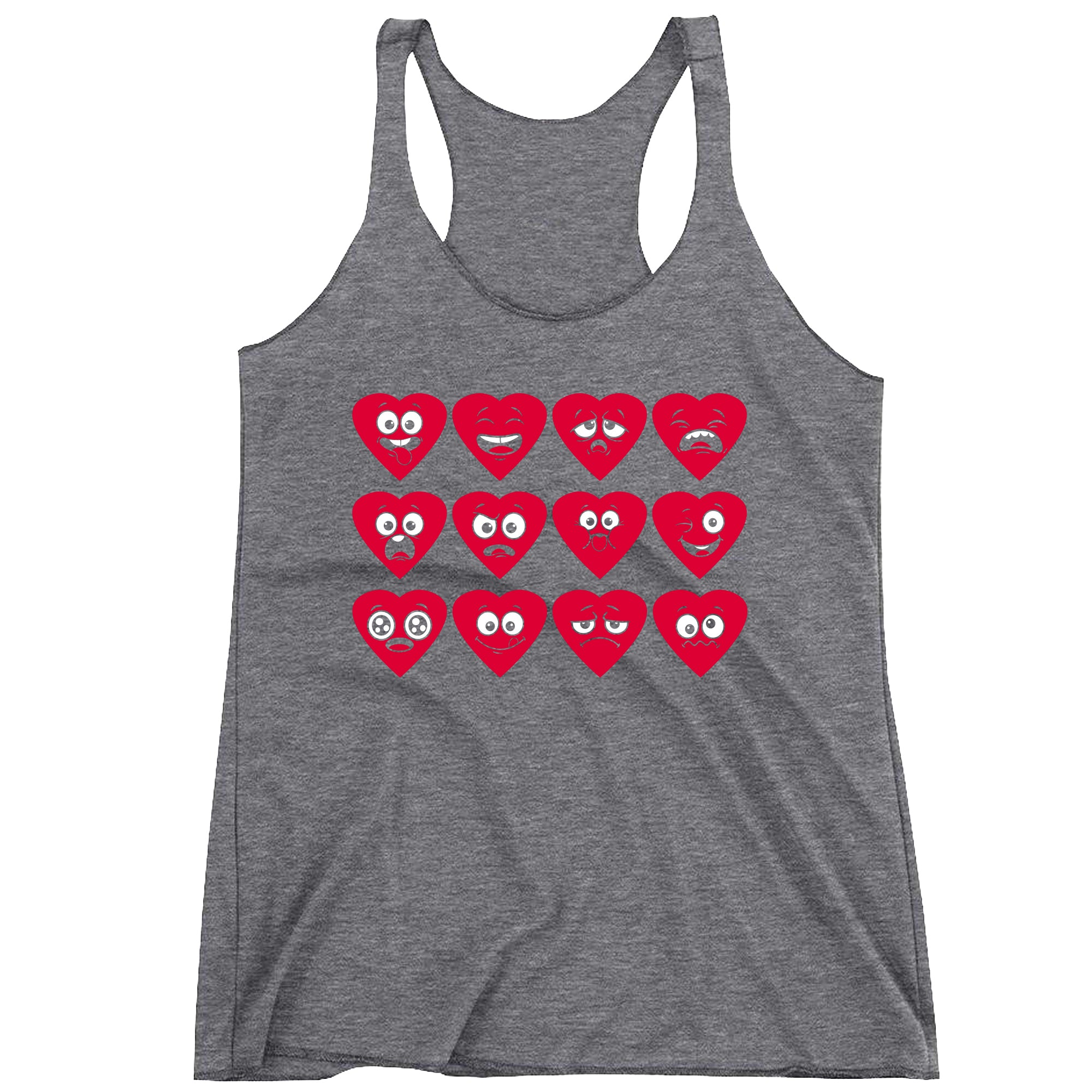 Racerback Valentines Day Heart Faces Ladies Tank Top