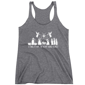 Racerback Christmas Nativity Scene A Thrill Of Hope All The Weary World Rejoice Ladies Tank Top