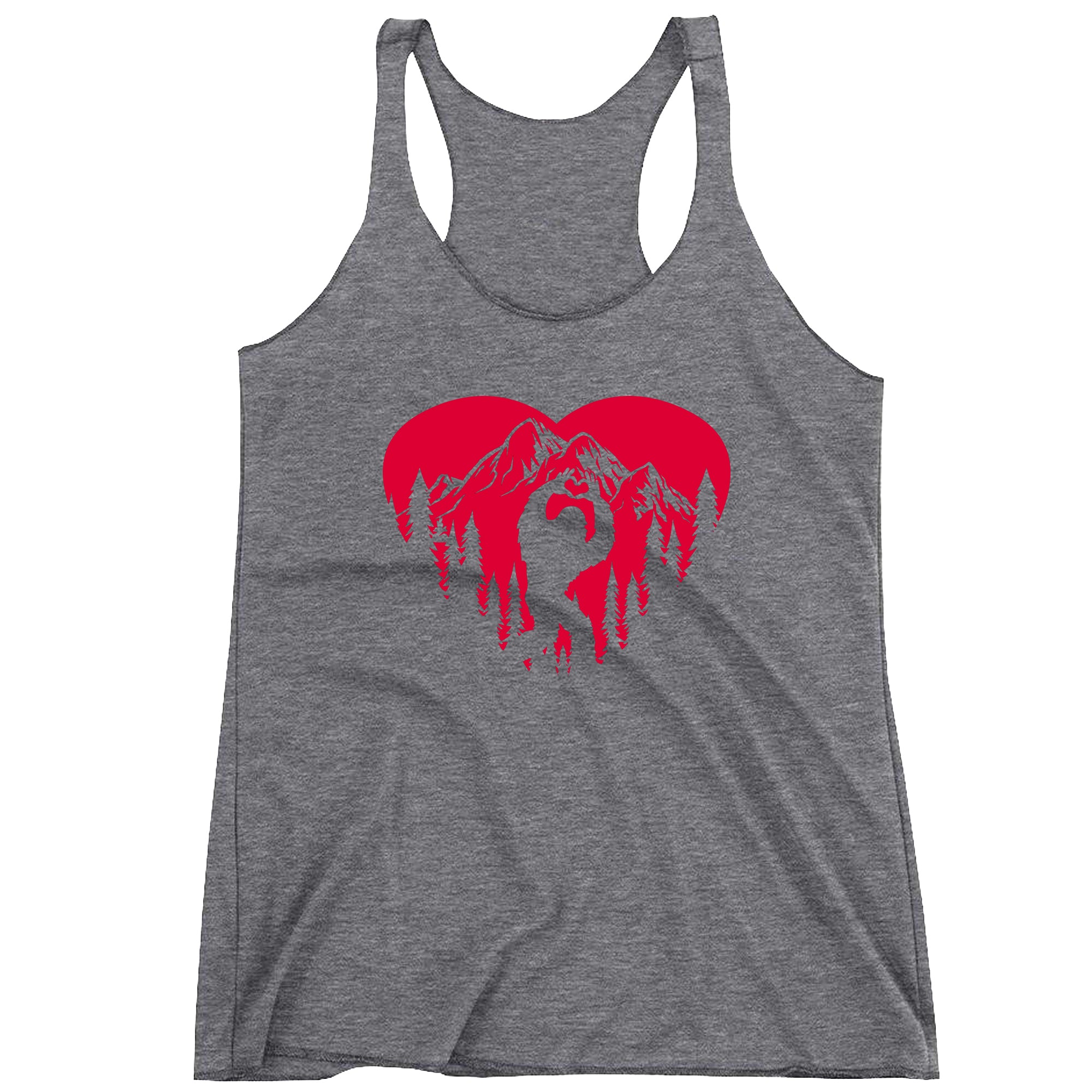 Racerback Valentines Day Bigfoot Heart Sasquach Love Ladies Tank Top