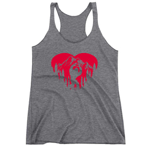 Racerback Valentines Day Bigfoot Heart Sasquach Love Ladies Tank Top