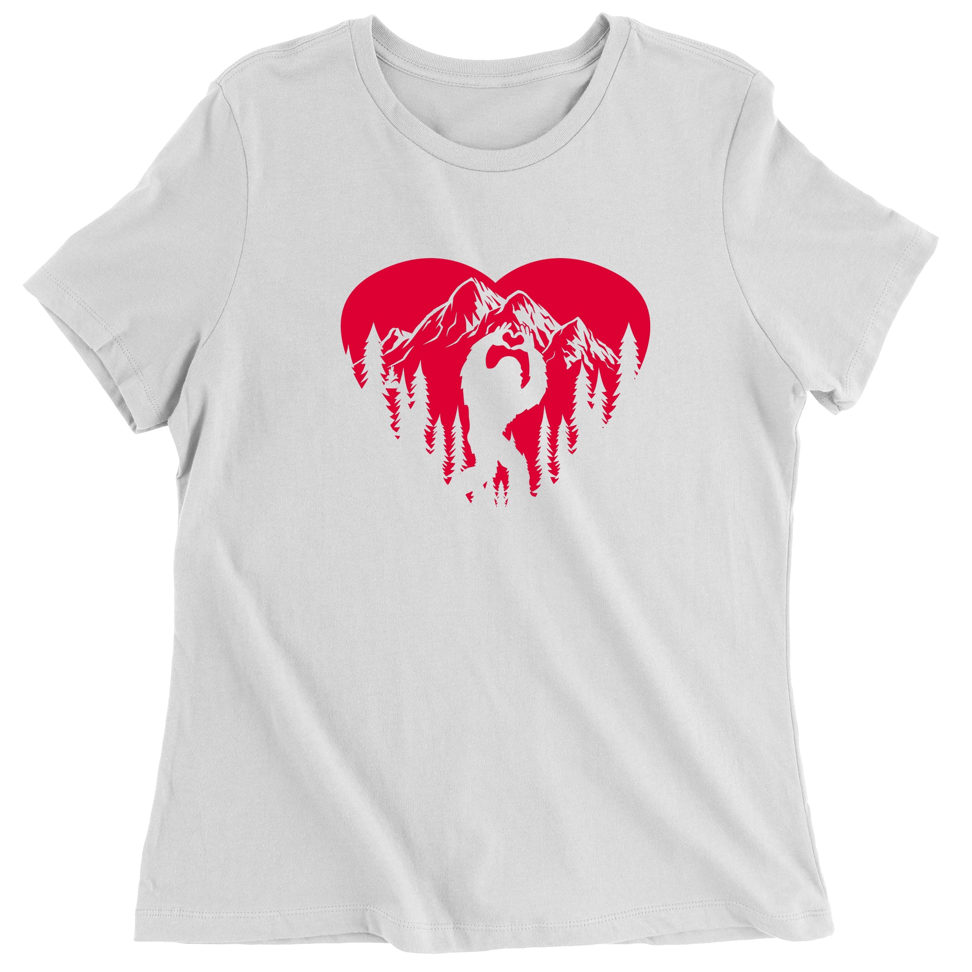 Women's Valentines Day Bigfoot Heart Sasquach Love T-Shirt