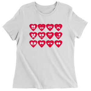 Women's Valentines Day Heart Faces T-Shirt