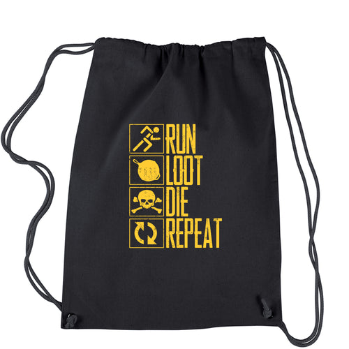 Run Loot Die Repeat Battlegrounds Gamer Drawstring Backpack