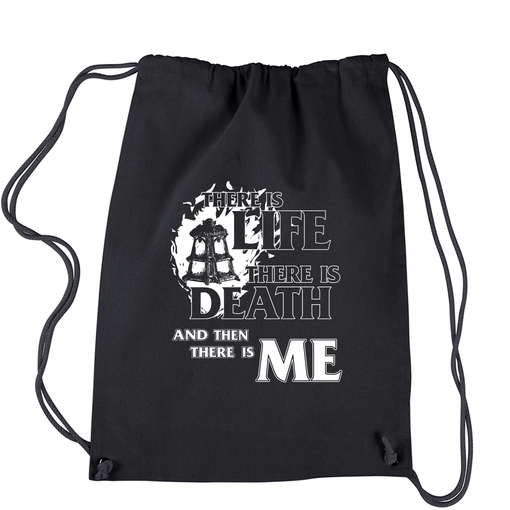 There is Life Death Me League Champion Threshold Quote Drawstring Backpack