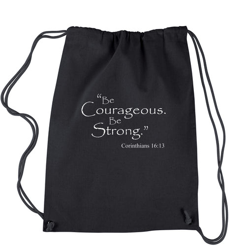 Be Courageous Be Strong Bible Verse Drawstring Backpack