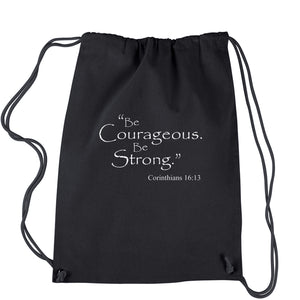 Be Courageous Be Strong Bible Verse Drawstring Backpack