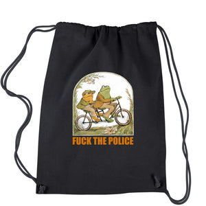 Fuck The Police Frog Toad Bicyle Bike Frogs Drawstring Backpack