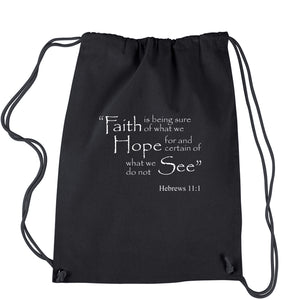Faith Hope Hebrews 11:1 Bible Verse Drawstring Backpack