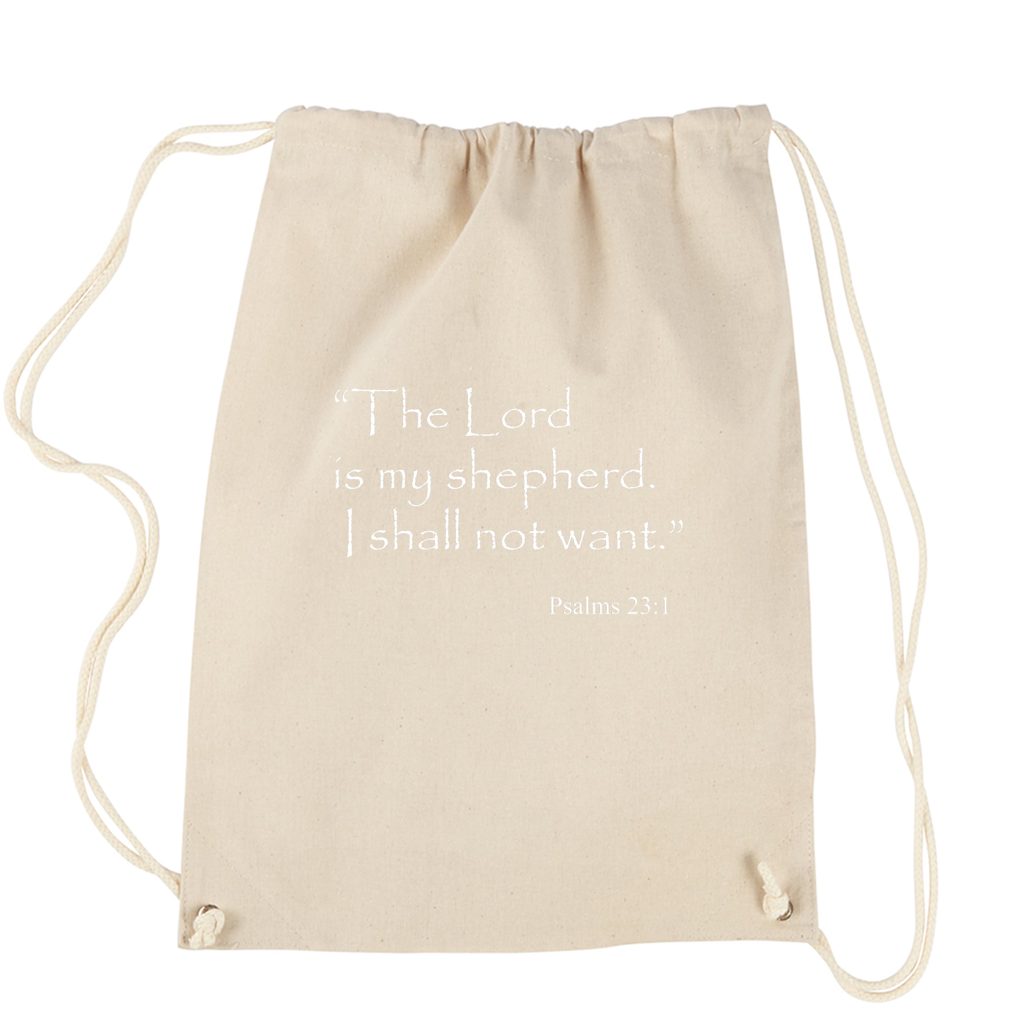 Lord is my shepherd Psalms 23:1 Bible Verse Drawstring Backpack