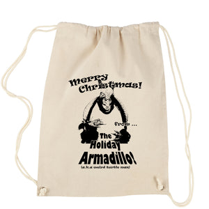 Holiday Armadillo Merry Christmas Drawstring Backpack