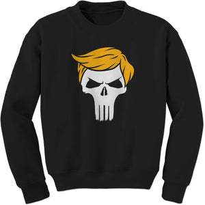 Trump Skull Hair  Parody Sweatshirt