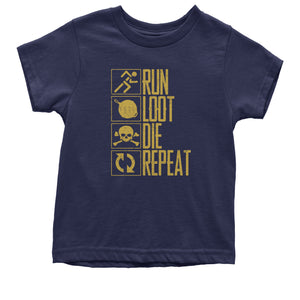 Run Loot Die Repeat Battlegrounds Gamer Kid's T-Shirt