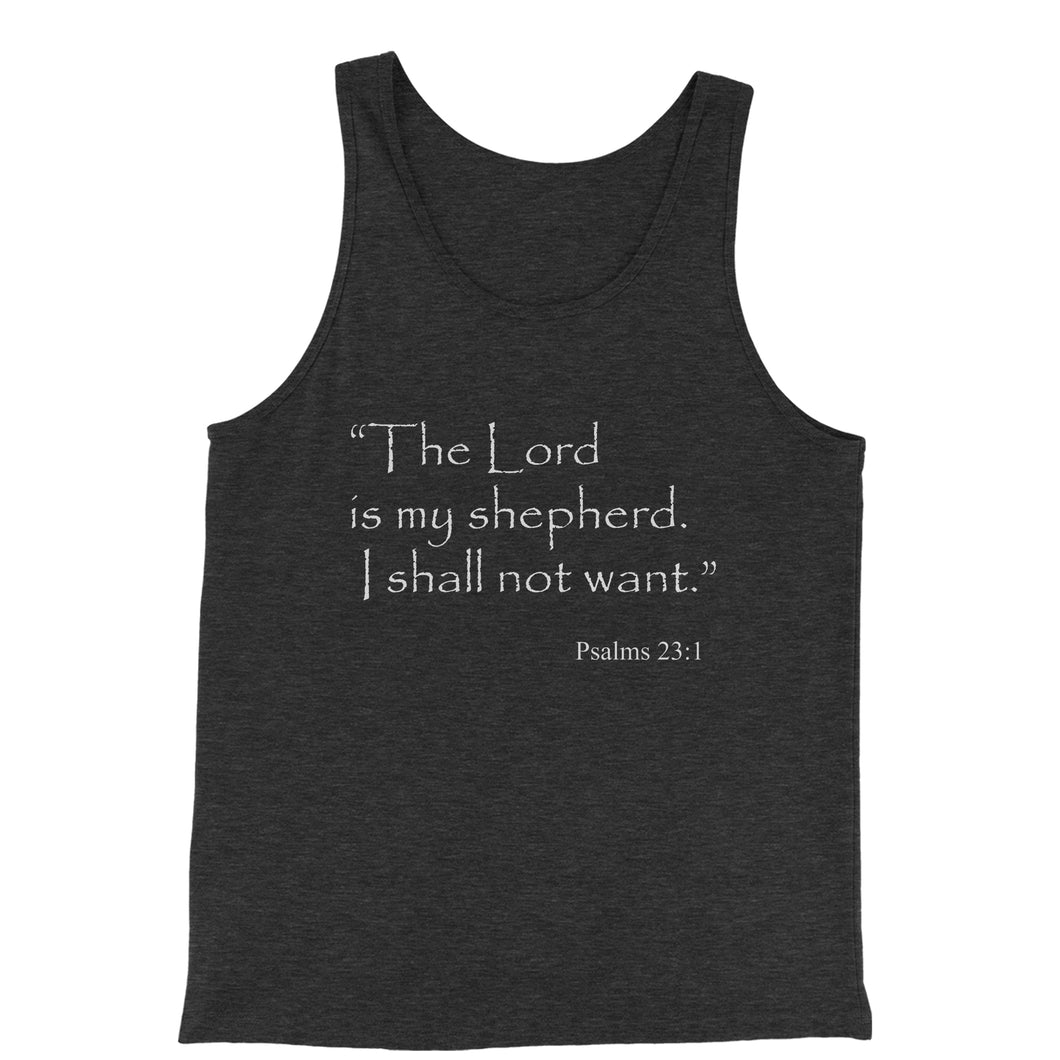 Lord is my shepherd Psalms 23:1 Bible Verse Men's Jersey Tank