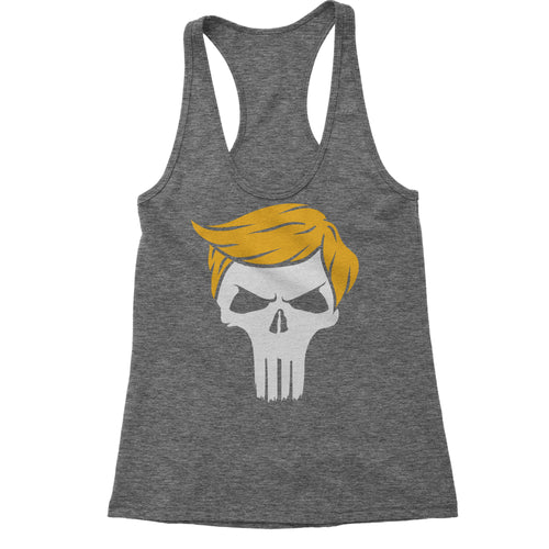 Trump Skull Hair  Parody Women's Racerback Tank